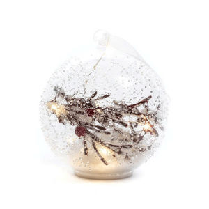 NIB-InglowFlamelessLED Bubble Glass Ornament-Twig